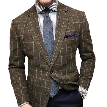 Chaqueta de traje informal con estampado retro de Inglaterra para hombre, chaqueta de un solo botón con cuello vuelto para primavera y otoño