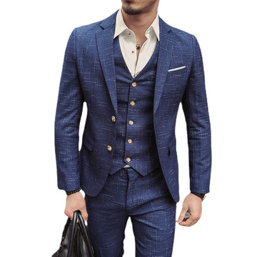 British Twill Casual Suit Three-piece Luxury Men's Business Suit Wedding Groom Classic Suit