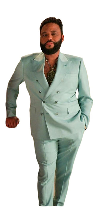 Double Breasted Blazers Mint Green Grooms Tuxedos Peak Lapel Wedding Dresses Slim Fitted Business Costumes 2 Pieces