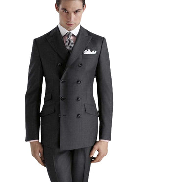 2 Pcs Wedding Tuxedos Peaked Lapel Double Breasted Formal Men Suits for Groom Slim Fit Prom Blazer (Jacket+Pants)