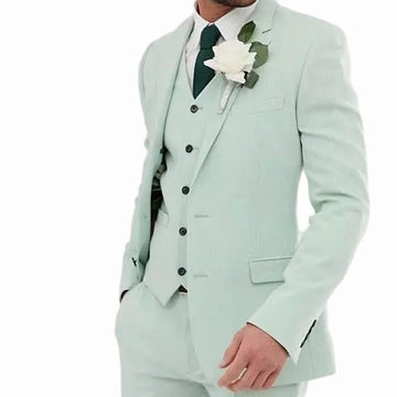 Traje de hombre de solapa de un solo pecho, informal, ajustado, para fiesta de graduación, conjunto de 3 piezas, conjunto de blazer completo