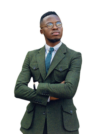 Traje de hombre verde oscuro a medida, 3 piezas, blazer, pantalón, botonadura sencilla, espiga, formal, de negocios, informal, diario, fiesta, a medida.