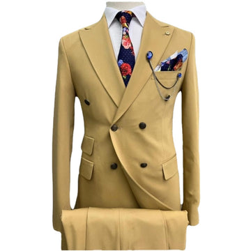 Business Classic Men Suits 2 Piece Groom Tuxedos Double Breasted Wedding Formal Blazer Slim Fit Daily Wear Outfits Costume Homme