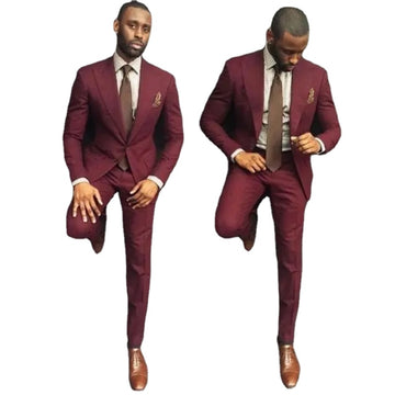 Classic Grey Men Suits Groom Wedding Prom Tuxedos Two Buttons Peaked Lapel Best Man Custom Made 2 Piece Blazer Sets Jacket+Pants
