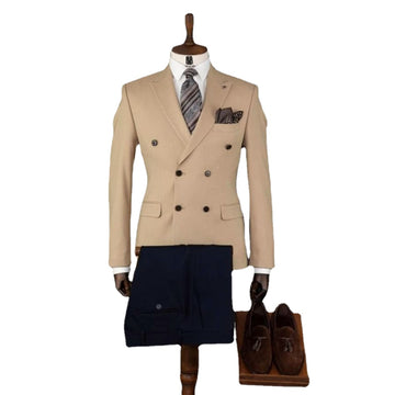New Khaki Men suits for Wedding Jacket 2pcs Groom Tuxedos Pants Tailored Formal Business Party Celebrity Prom Wear