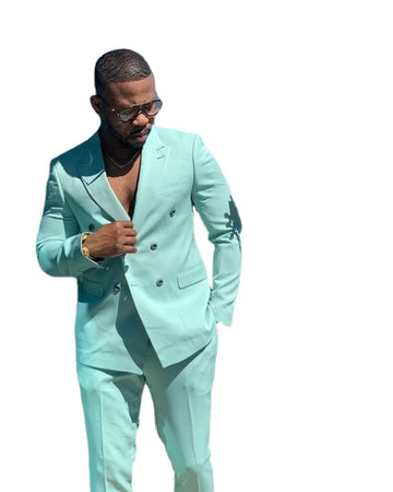 Trajes casuales azul real cruzados para hombre, traje para boda, esmoquin para fiesta, blazer para novio, Terno Masculino