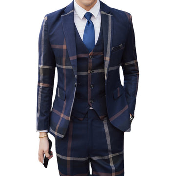 Traje de boda a rayas para hombre, conjunto de tres piezas, informal, de negocios, chaqueta, pantalón y chaleco.