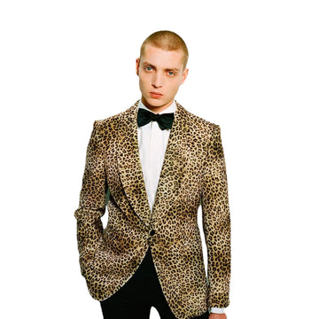 Costumes de mariage pour hommes, coupe ajustée, 2 pièces, imprimé léopard, un bouton, sur mesure, ensemble blazer