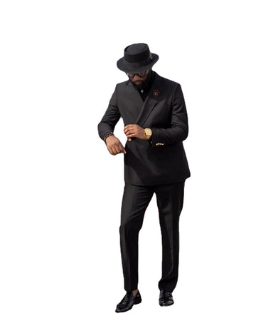 Traje británico negro de un botón para hombre, 2 piezas, para padrinos de boda, esmoquin entallado para graduación (chaqueta + pantalón)
