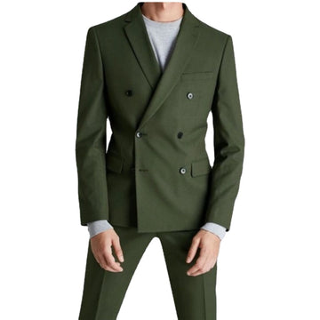 Formal Double Breasted Business Men Suits Peaked Lapel Custom Made Wedding Groom Slim Fit Tuxedo 2 Pieces Blazer Jacket+Pant