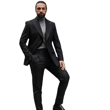 Formal Business Double Breasted Men Suits Groom Wedding Tuxedos Slim Fit Prom Blazer Terno 2 Pieces Jacket+Pant