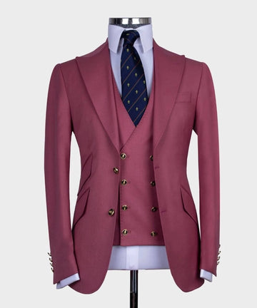 Trajes de negocios para hombre, 7 colores, solapa de pico, esmoquin para novio, corte entallado, chaqueta de graduación, 3 piezas, chaqueta, pantalón y chaleco.