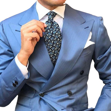 Blue Design Double Breasted Man Suits Man African Groom Tuxedo Terno Masculino Man Outfit Homecoming Party 2 Piece Costume Homme