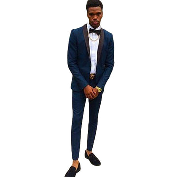 Costume Groom Tuxedo men Navy Blue Groom Wedding Suits Men 2 Pieces Tailor Made Groomsmen Best Man Suit (Jacket+Pants)