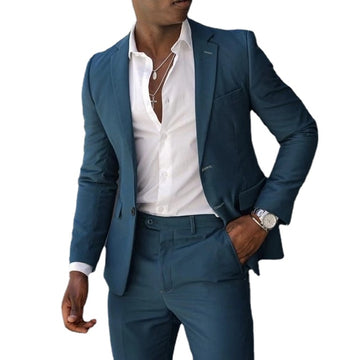 Trajes de hombre, traje de novio, esmoquin de boda, corte entallado, blazer de un botón (chaqueta + pantalón)