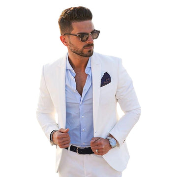 Trajes blancos para hombre, trajes de negocios informales para boda, trajes de padrino para hombre, blazer para novio, esmoquin ajustado, traje para hombre, chaqueta