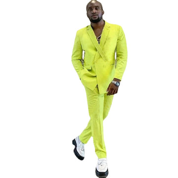 Bright Men Suits Costume Homme Groom Tuxedos Wedding Terno Slim Fit 2 Pieces Blazer(Jacket+Pants)