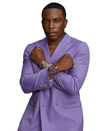 Costume homme décontracté violet clair croisé, 2 pièces (veste + pantalon), blazer, bal, marié