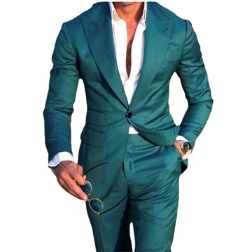 Costume Homme Green Wedding Tuxedos Slim Fit Groom Suits Tailor Made Groomsmen Prom Party Suits (Jacket+Pants) Terno Masculino