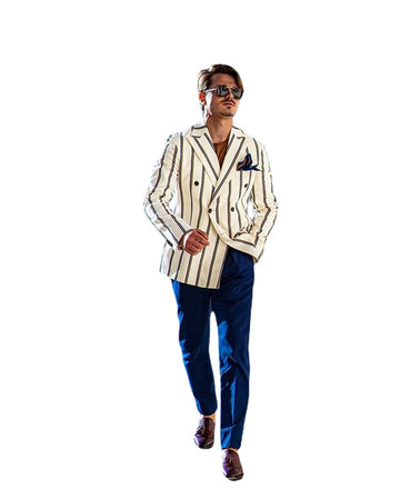 Men Suits Polyester Blend Peaked Lapel Traje Hombre Double-breasted Suit Custom Made