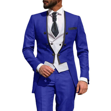 Men Suits 3 Pcs White Vest Costume Homme Wedding Grooms Wear Tuxedos Terno Slim Fit Prom Jacket+Pant+Vest