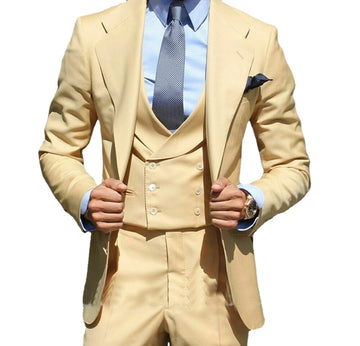 Tailored Made Business Notch lapel Men Suits Wedding Groom Tuxedos Slim Fit Prom Blazer 3 Pcs Jacket+Pant+Vest