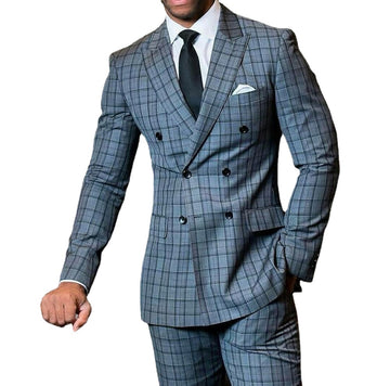 Traje de 2 piezas para hombre, esmoquin de boda con doble botonadura y solapa de pico, ideal para negocios, fiestas y graduación.