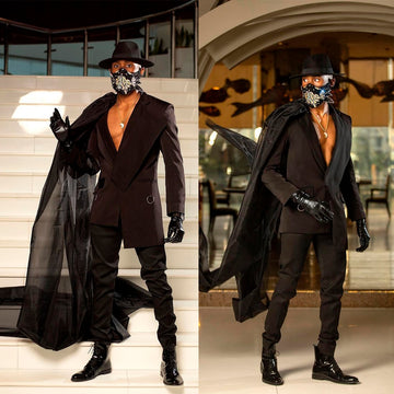 Traje negro para hombre, 2 piezas, corte entallado, a medida, blazer de un botón, pantalones con encaje, para boda, graduación, informal, a medida.
