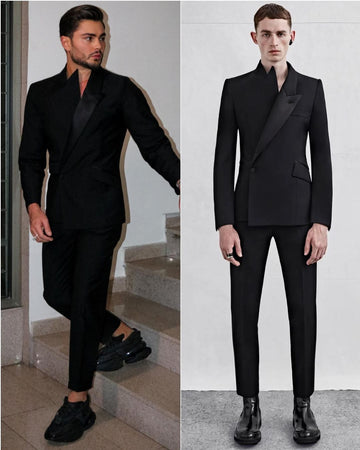 Traje negro para hombre, a medida, 2 piezas, blazer, pantalón, chaqueta moderna de un botón, para negocios, boda, novio, graduación, a medida.