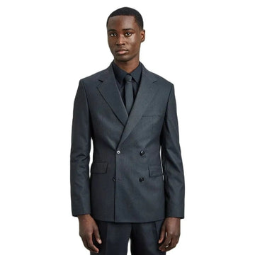 Dark Gray Double Breasted Men Suits Slim Fit 2 Piece Set Blazer With Pants Classic Outfits