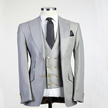 Traje de novio con solapa de pico, traje de boda con doble hebilla, traje de fiesta de negocios, 3 piezas (chaqueta, pantalón y chaleco)