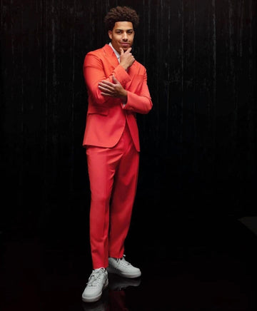 Pink Orange One Button Luxury Man Wedding Suit Slim Fit 2 Pieces Tuxedo Custome Business Casual Homme Tailcoat