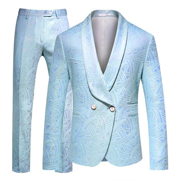 Men's Geometric Print Pattern Suit Set
