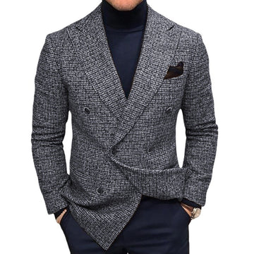 Chaqueta de traje clásica para hombre, de color liso, a cuadros, estilo retro, con dos botones, informal, para negocios, fiestas y uso diario.