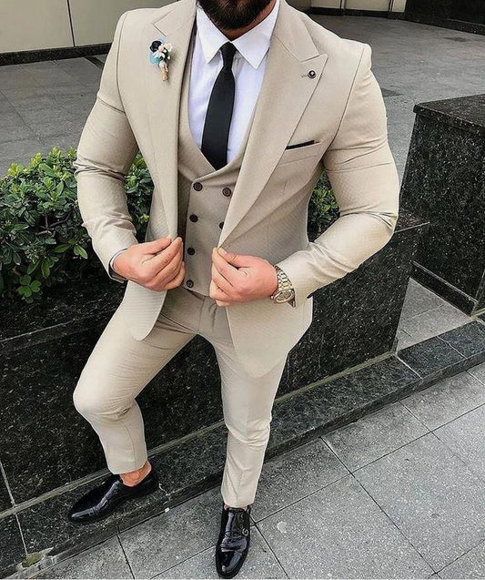 Men Suit Prom Tuxedo Slim Fit 3 Piece Groom Wedding Suit Custom Blazer Terno Masuclino 3 Pieces