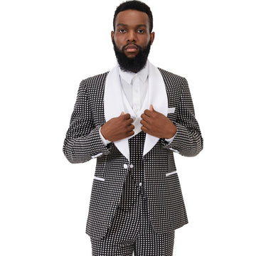 Men's Black Vintage 3 piece men's custom design suit groom wedding suit Jacket Tops suit Office (Jacket+Vest+Pants)