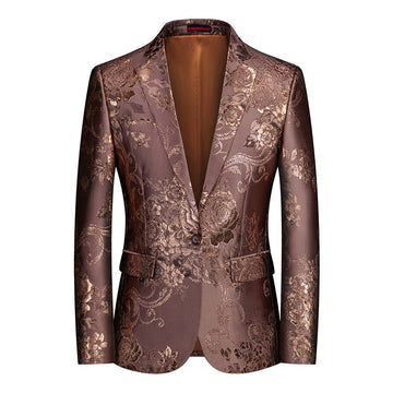 Men's Gold Auburn Floral Print Blazer
