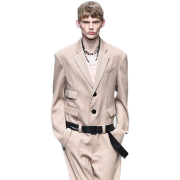 Traje casual de verano de una sola fila con múltiples bolsillos para hombre