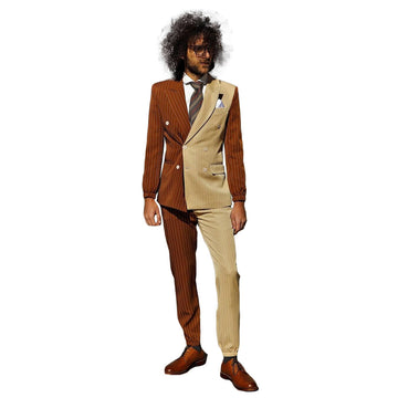 Men's Suits Tailor-Made Spliced 2 Pieces Blazer Pants Double Breasted Pinstripes Peaked Lapel Business Wedding Groom Tailored