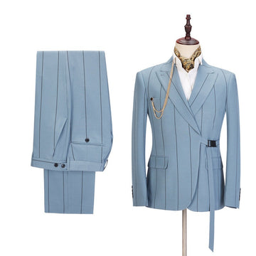 Men's Striped Light Color Diagonal Lace-Up Set