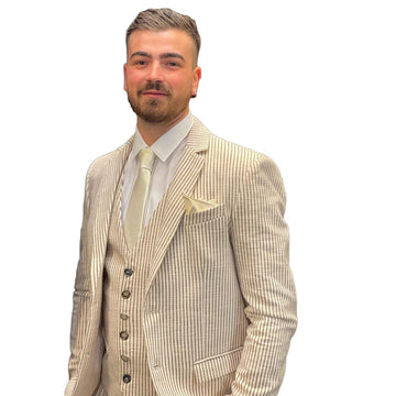Pinstripe Men Suit Tailor-Made 3 Pieces Modern Single Breasted Blazer Vest Pants Wedding Groom Causal Prom Tailored