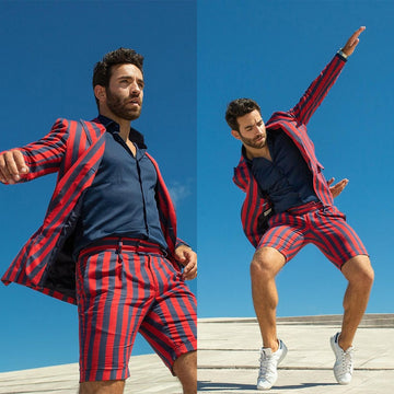 Red Black Men Suit Tailor-Made 2 Pieces Summer Tailored Single Breasted Blazer Short Pants Suit Work Formal Groom Tailored