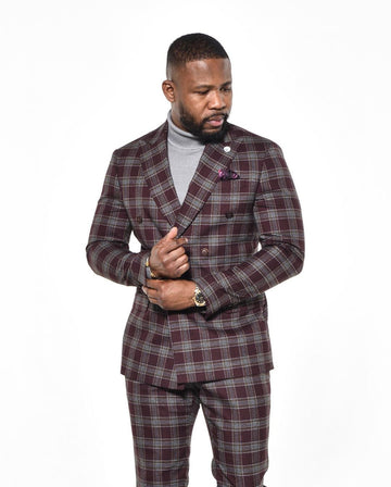 Trajes de hombre a medida, 2 piezas, blazer, pantalón, cruzado, a cuadros, rayas, esmoquin, ajustado, para boda, talla grande