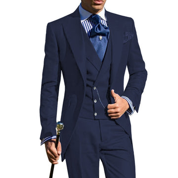Slim Fit Men Tail Coat 3 Pieces Business Wedding Tuxedo for Groom Dinner Party Suits Jacket with Vest Pants