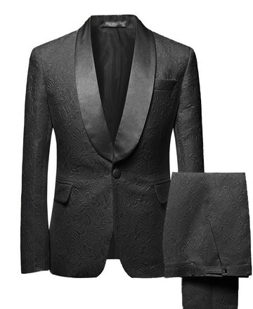 Traje formal de jacquard de dos piezas para hombre, hecho a medida, con solapa de un solo pecho, para boda (chaqueta y pantalón)