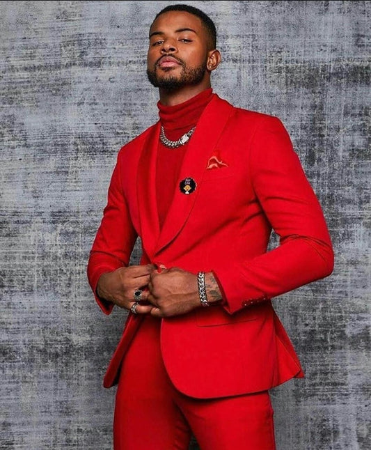 Tailored Red Wedding Men Suits Slim Fit Bridegroom Tuxedos 2Pc Bridegroom Wear Blazer Trousers Formal Prom Business Jacket Pants