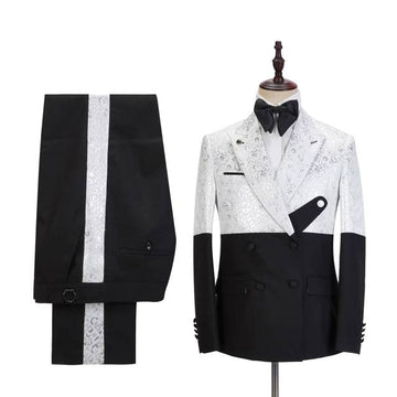 White Black Men Suits Blazer