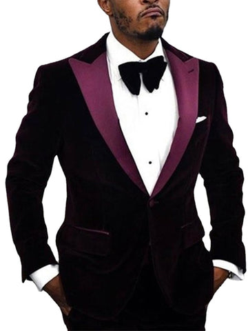 Velvet Shawl Lapel Wedding Prom Party Groomsman Romantic Formal Dress Business Causal Wear Custom Made 2 Pieces