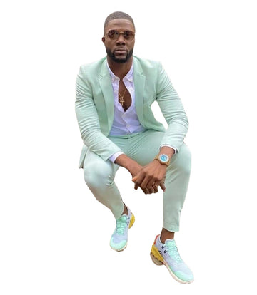 Traje informal de verano con solapa con muesca para hombre, esmoquin para novio, boda, corte entallado, blazer, 2 piezas