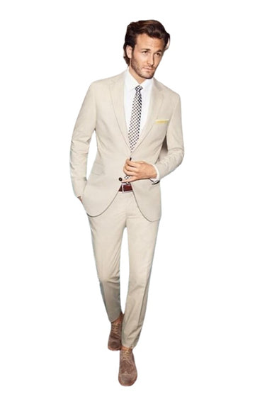 Costume d'été beige pour homme, 2 pièces, décontracté, pour mariage, smoking ...